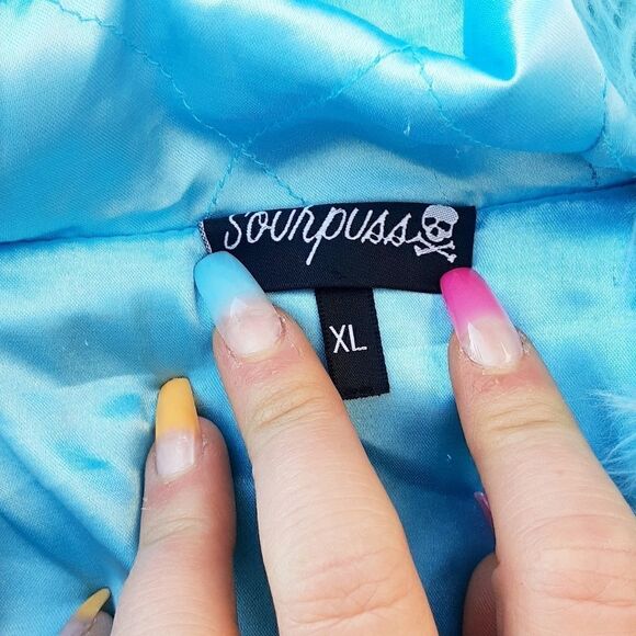 Sale! Sourpuss blue care bear kitty cat jacket - Picture 8 of 8